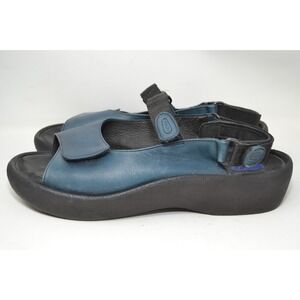 Wolky Jewel Sandal 3204 Women Slingback Blue Black Leather Wedge Size US 9 EU 43